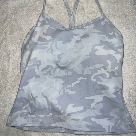 Lululemon white camo y back tank size 6 - Picture 2 of 4
